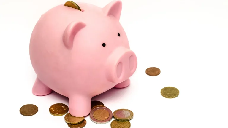 Une tirelire et des pièces d'euros, pour illustrer l'épargne de précaution